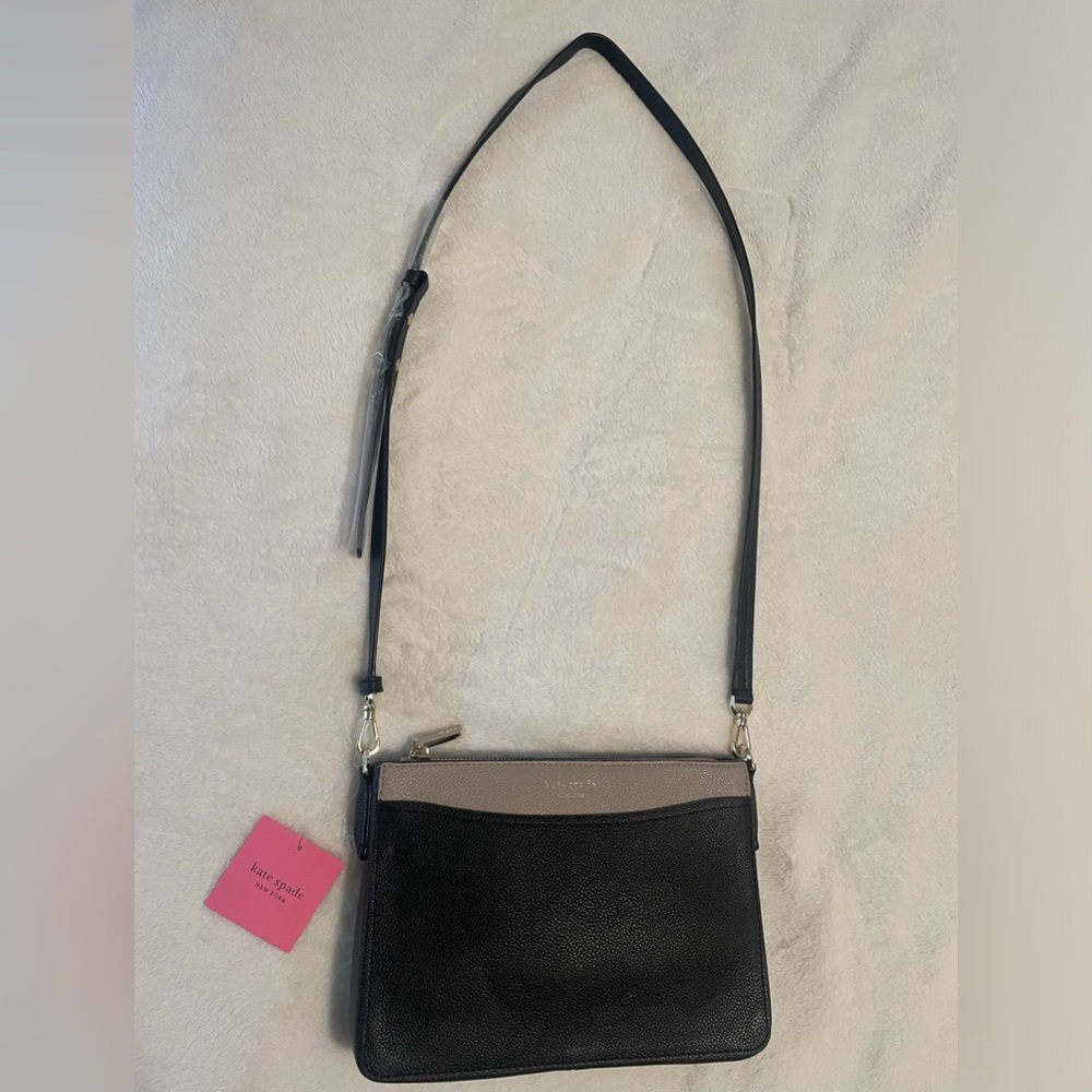 Kate Spate Medium Convertible Cross-body bag (black/warm taupe)